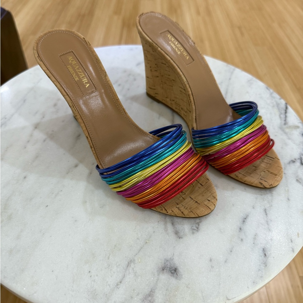 Aquazzura Rainbow Wedge Sandals